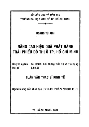 Luận văn nâng cao hiệu quả phát hành trái phiếu đô thị ở tp hcm