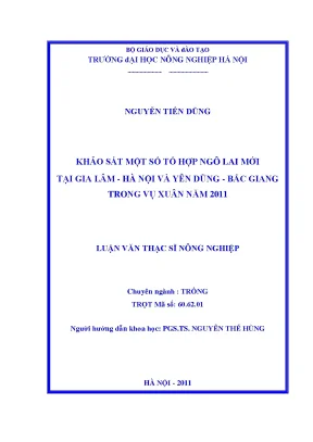 Khảo sát một số tổ hợp ngô lai mới tại gia lâm hà nội và yên dũng bắc giang trong vụ xuân năm 2011