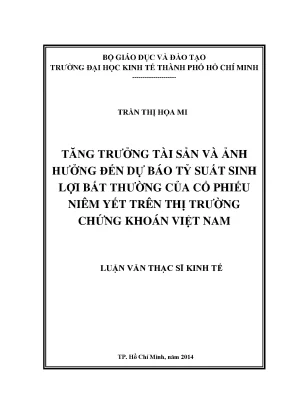 Luận văn tăng trưởng tài sản và ảnh hưởng đến dự báo tỷ suất sinh lợi bất thường của cổ phiếu niêm yết trên thị trường chứng khóan việt nam