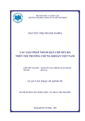 Luận văn các giải pháp nhằm hạn chế rủi ro trên thị trường chứng khoán việt nam