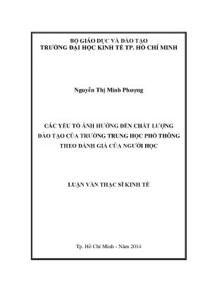 Luận văn các yếu tố ảnh hưởng đến chất lượng đào tạo của trường trung học phổ thông theo đánh giá của người học