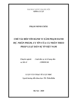 Chế tài đối với hành vi xâm phạm danh dự nhân phẩm uy tín của cá nhân theo pháp luật dân sự ở việt nam