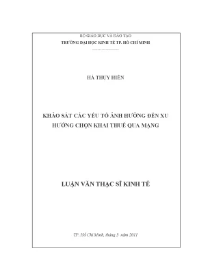 Luận văn khảo sát các yếu tố ảnh hưởng đến xu hướng chọn khai thuế qua mạng