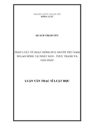 Pháp luật về hoạt động đưa người việt nam đi lao động tại nhật bản thực trạng và giải pháp