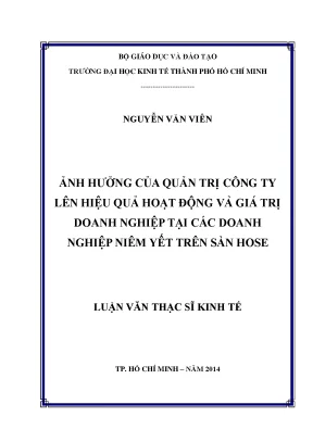 Luận văn ảnh hưởng của quản trị công ty lên hiệu quả hoạt động và giá trị doanh nghiệp tại các doanh nghiệp niêm yết trên sàn hose