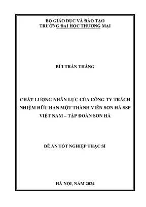 Luận văn chất lượng nhân lực của công ty trách nhiệm hữu hạn một thành viên sơn hà ssp việt nam tập đoàn sơn hà