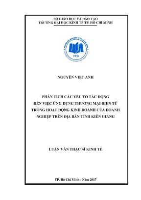 Luận văn phân tích các yếu tố tác động đến việc ứng dụng thương mại điện tử trong hoạt động kinh doanh của doanh nghiệp trên địa bàn tỉnh kiên giang