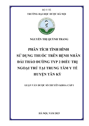 Phân tích tình hình sử dụng thuốc trên bệnh nhân đái tháo đường typ 2 điều trị ngoại trú tại trung tâm y tế huyện tân kỳ luận văn dược sĩ chuyên khoa cấp i