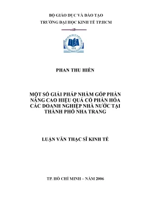 Luận văn một số giải pháp nhằm góp phần nâng cao hiệu quả cổ phần hóa các doanh nghiệp nhà nước tại thành phố nha trang