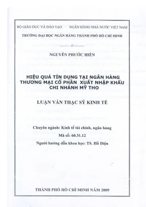 Luận văn thạc sĩ hiệu quả tín dụng tại ngân hàng thương mại cổ phần xuất nhập khẩu chi nhánh mỹ tho