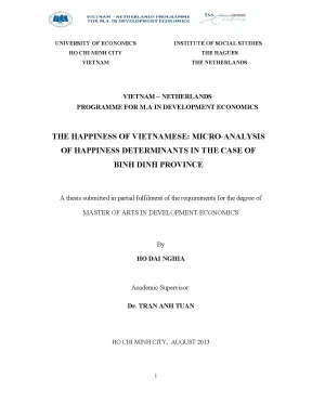 Luận văn the happiness of vietnamese micro analysis of happiness determinants in the case of binh dinh province