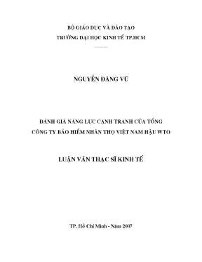Luận văn đánh giá năng lực cạnh tranh của tổng công ty bảo hiểm nhân thọ việt nam hậu wto