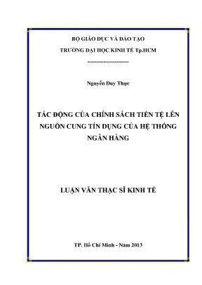 Luận văn tác động của chính sách tiền tệ lên nguồn cung tín dụng của hệ thống ngân hàng