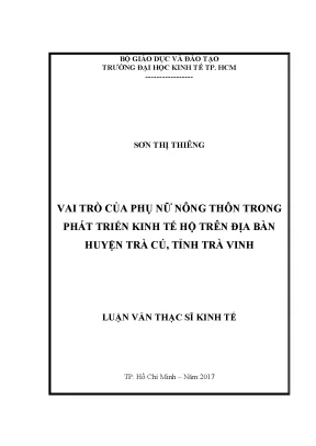 Luận văn vai trò của phụ nữ nông thôn trong phát triển kinh tế hộ trên địa bàn huyện trà cú tỉnh trà vinh