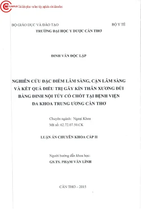 1839 nghiên cứu đặc điểm lâm sàng cận lâm sàng và kết quả điều trị gãy kín thân xương đùi bằng đinh nội tủy có chốt tại bv đa khoa trung ương cần thơ