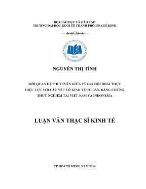 Luận văn mối quan hệ phi tuyến giữa tỷ giá hối đoái thực hiệu lực với các yếu tố kinh tế cơ bản bằng chứng thực nghiệm tại việt nam và indonesia