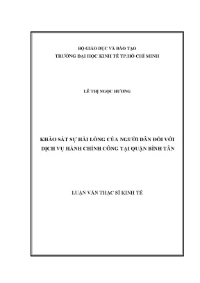 Luận văn khảo sát sự hài lòng của người dân đối với dịch vụ hành chính công tại quận bình tân