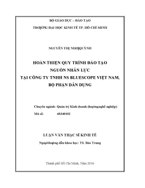 Luận văn hoàn thiện quy trình đào tạo nguồn nhân lực tại công tytnhh ns bluescope việt nam bộ phận dân dụng