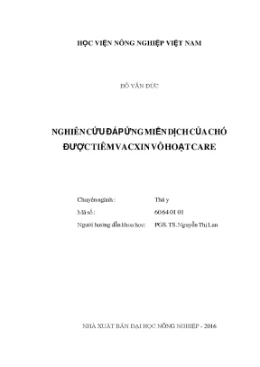 Nghiên cứu đáp ứng miễn dịch của chó được tiêm vacxin vô hoạt care