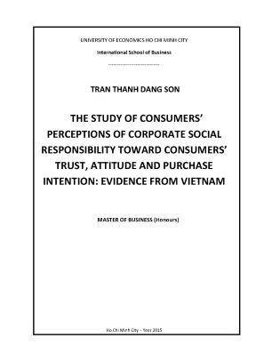 Luận văn the study of consumers perceptions of corporate social responsibility toward consumers trust attiude and purchase intention evidence from vietnam