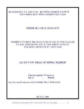 Nghiên cứu hiện trạng sản xuất đậu tương tại lào và xác định giống đậu tương triển vọng từ tập đoàn nhập nội từ việt nam