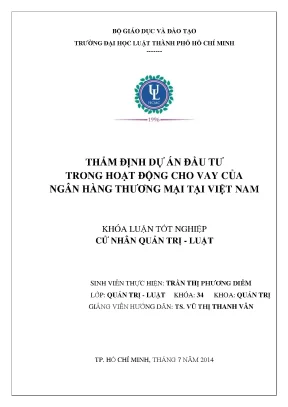 Thẩm định dự án đầu tư trong hoạt động cho vay của ngân hàng thương mại tại việt nam