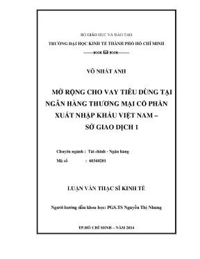 Luận văn mở rộng cho vay tiêu dùng tại ngân hàng thương mại cổ phần xuất nhập khẩu việt nam sở giao dịch 1
