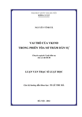 Vai trò của vksnd trong phiên tòa sơ thẩm dân sự