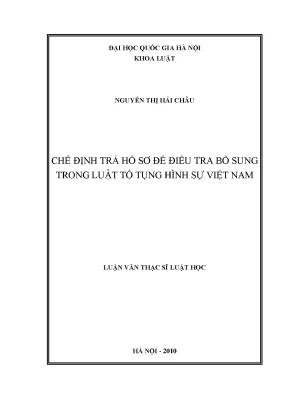 Chế định trả hồ sơ để điều tra bổ sung trong luật tố tụng hình sự việt nam