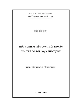 Trải nghiệm tiêu cực thời thơ ấu của trẻ có rối loạn phổ tự kỷ