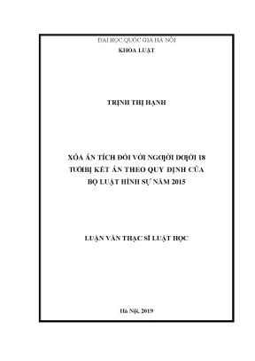 Xóa án tích đối với người dưới 18 tuổi theo quy định của bộ luật hình sự năm 2015