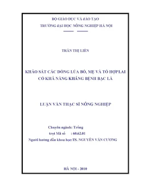 Khảo sát các dòng lúa bố mẹ và tổ hợp lai có khả năng kháng bệnh bạc lá