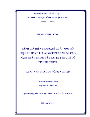 Đánh giá hiện trạng đề xuất một số biện pháp kỹ thuật góp phần nâng cao năng suất khoai tây tại huyện quế võ tỉnh bắc ninh