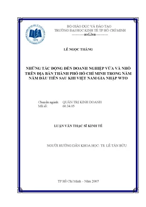 Luận văn những tác động đến doanh nghiệp vừa và nhỏ trên địa bàn thành phố hồ chí minh trong năm năm đầu tiên sau khi việt nam gia nhập wto kèm dĩa cd luận văn thạc sĩ