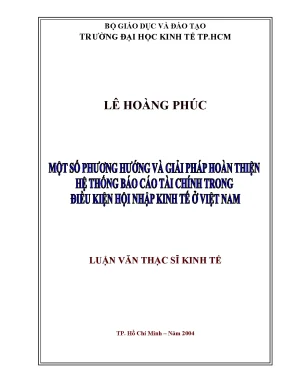 Luận văn một số phương hướng và giải pháp hoàn thiện hệ thống báo cáo tài chính trong điều kiện hội nhập kinh tế ở việt nam