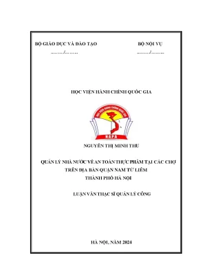 Luận văn thạc sĩ quản lý công quản lý nhà nước về an toàn thực phẩm tại các chợ trên địa bàn quận nam từ liêm thành phố hà nội