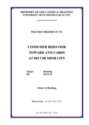 Luận văn consumer behavior toward atm cards at ho chi minh city