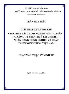 Luận văn giải pháp xử lý nợ xấu cho thuê tài chính ngành vận tải biển tại công ty cho thuê tài chính ii ngân hàng nông nghiệp và phát triển nông thôn việt nam