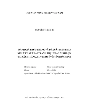 Đánh giá thực trạng và đề xuất biện pháp xử lý chất thải trang trại chăn nuôi lợn tại xã chi lăng huyện quế võ tỉnh bắc ninh