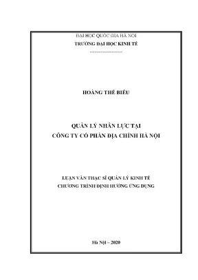 Luận văn thạc sĩ quản lý kinh tế quản lý nhân lực tại công ty cổ phần địa chính hà nội