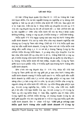 Giải pháp nâng cao hiệu quả hoạt động sản xuất kinh doanh tại công ty tem 1