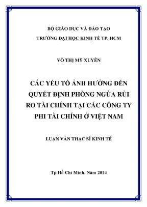 Luận văn các yếu tố ảnh hưởng đến quyết định phòng ngừa rủi ro tài chính tại các công ty phi tài chính ở việt nam