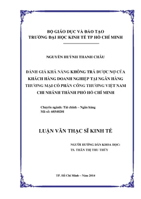 Luận văn đánh giá khả năng không trả được nợ của khách hàng doanh nghiệp tại ngân hàng thương mại cổ phần công thương việt nam chi nhánh tphcm