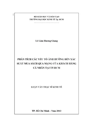 Luận văn phân tích các yếu tố ảnh hưởng đến xác suất mua sách qua mạng của khách hàng cá nhân tp hcm