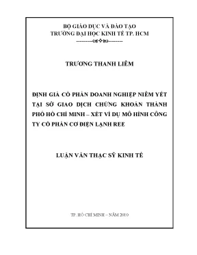 Luận văn định giá cổ phần doanh nghiệp niêm yết tại sở giao dịch chứng khoán tphcm xét ví dụ mô hình công ty cổ phần cơ điện lạnh