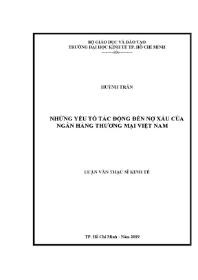 Luận văn những yếu tố tác động đến nợ xấu của ngân hàng thương mại việt nam