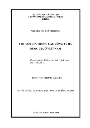 Luận văn chuyển giá trong các công ty đa quốc gia ở việt nam
