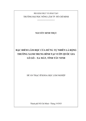 Luận văn thạc sĩ lâm học đặc điểm lâm học của rừng tự nhiên lá rộng thường xanh trung bình tại vườn quốc gia lò gò xa mát tỉnh tây ninh