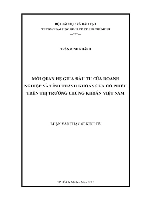 Luận văn mối quan hệ giữa đầu tư của doanh nghiệp và tính thanh khoản của cổ phiếu trên ttck việt nam