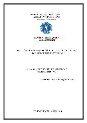 Tư tưởng phân chia quyền lực nhà nước trong lịch sử lập hiến việt nam